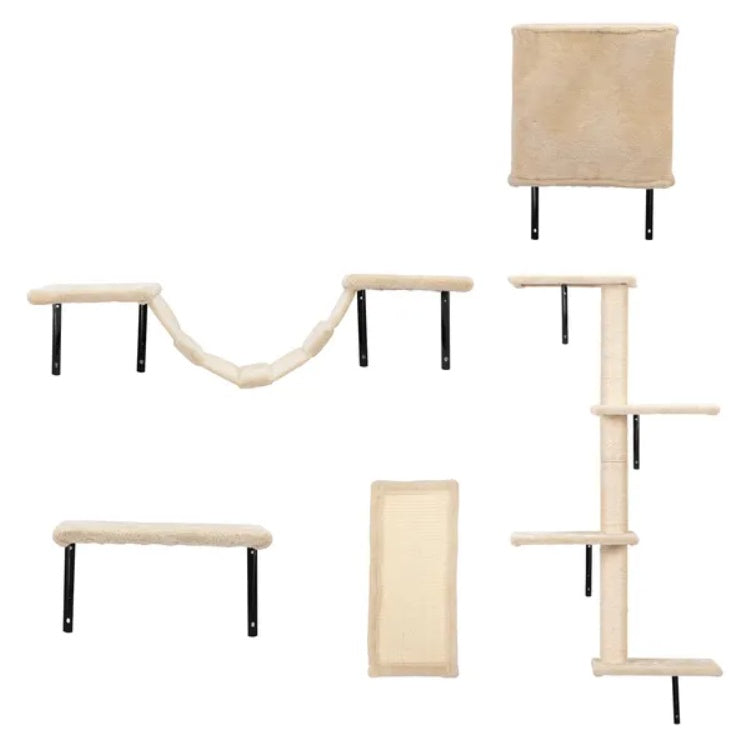 5-Piece Wall-Mounted Cat Climbing Set