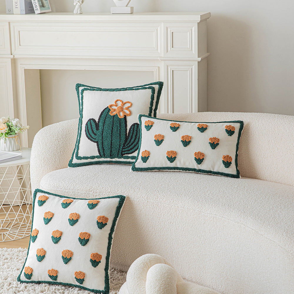 Cactus Tufted Pillow Cover