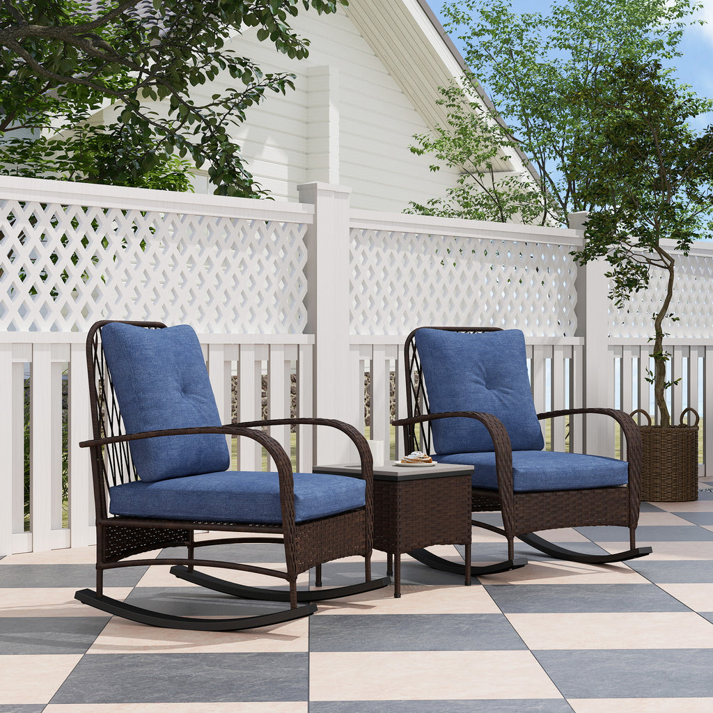 Outdoor Rattan Patio Set with Rocking Chairs