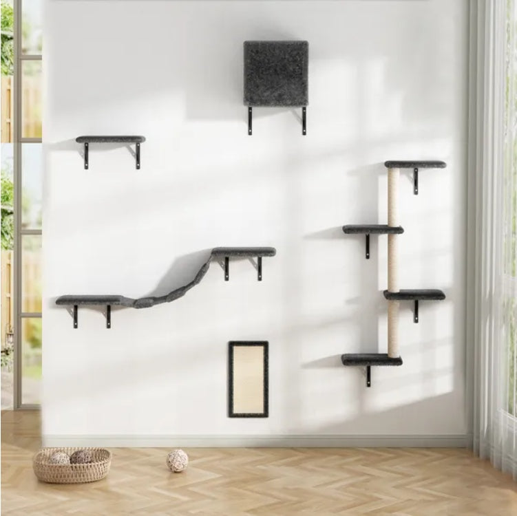 5-Piece Wall-Mounted Cat Climbing Set