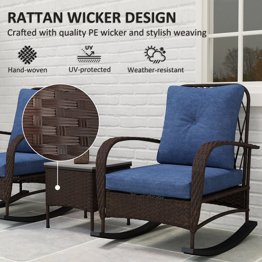 Outdoor Rattan Patio Set with Rocking Chairs