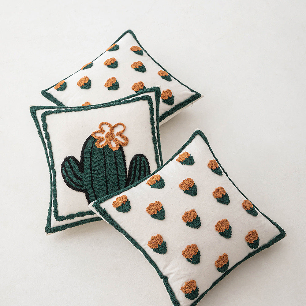 Cactus Tufted Pillow Cover