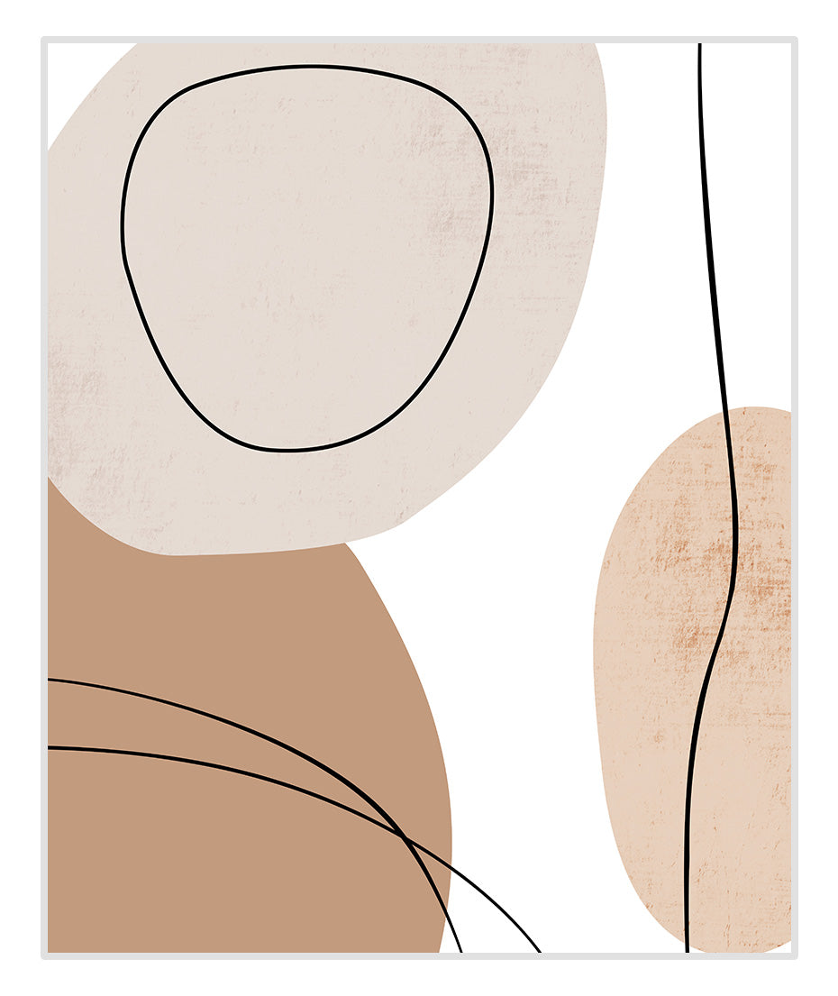 Abstract Beige Geometric Canvas Art
