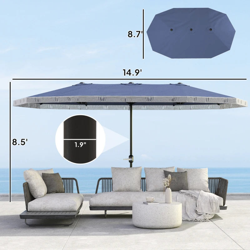 15ft Outdoor Patio Umbrella with Crank Handle
