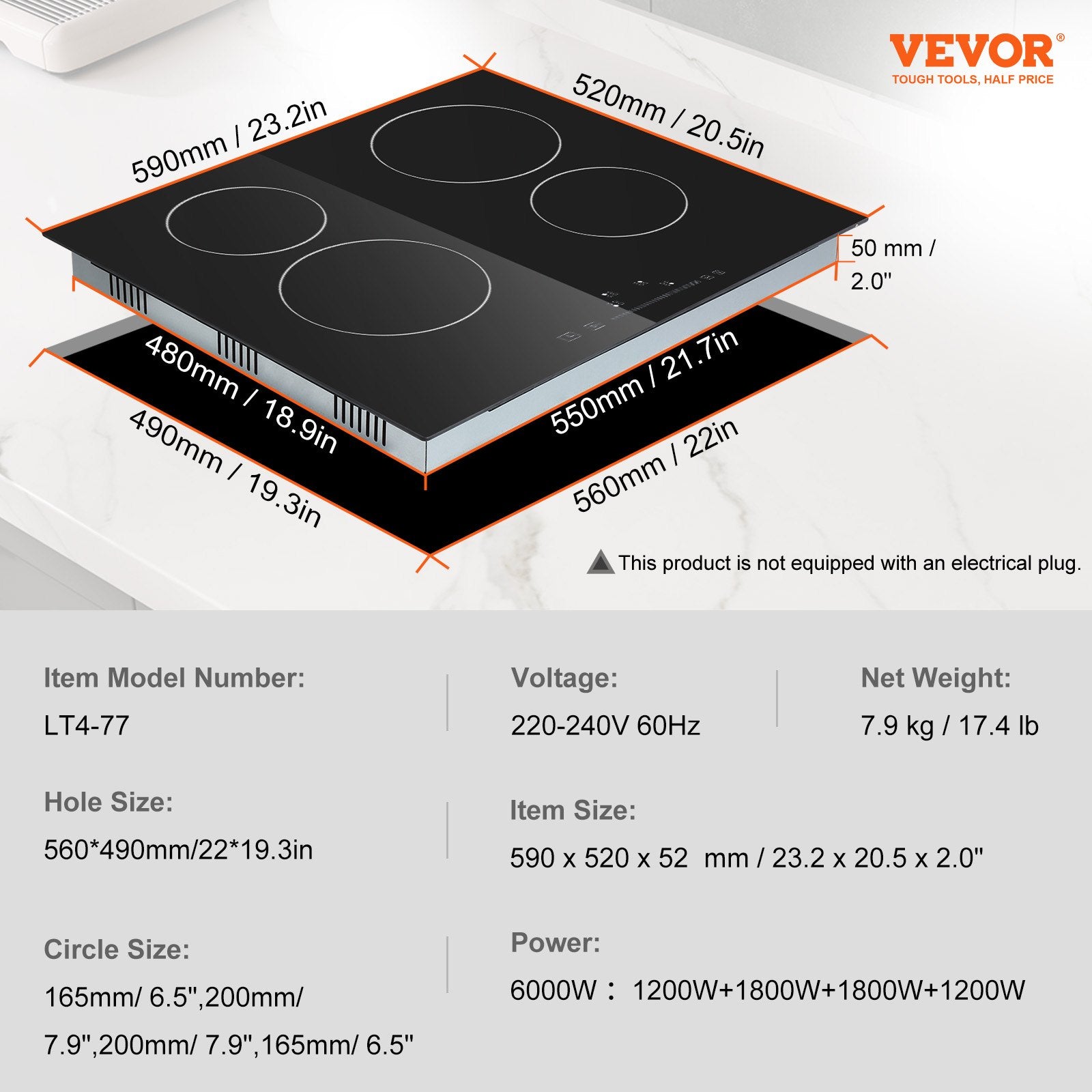 4-Burner Electric Glass Cooktop