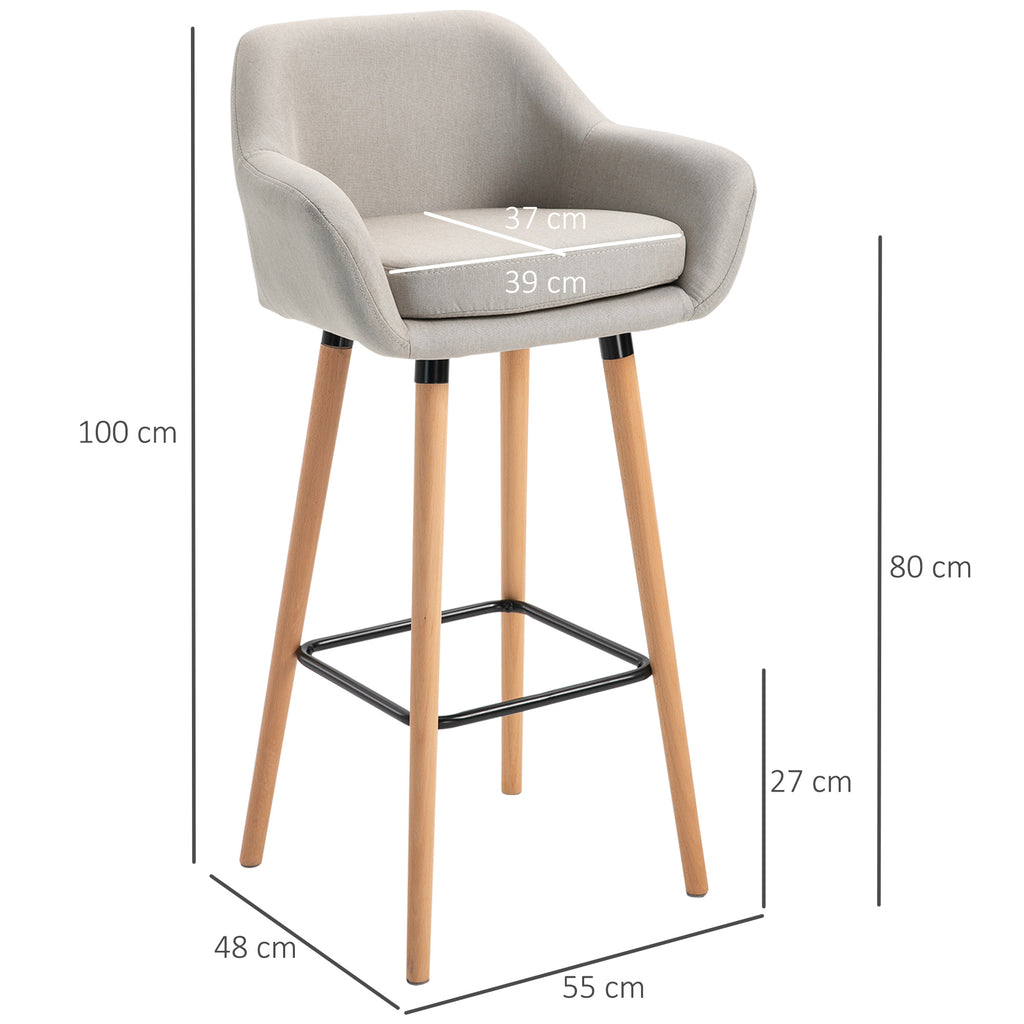 Set of 2 Modern Upholstered Bar Stools