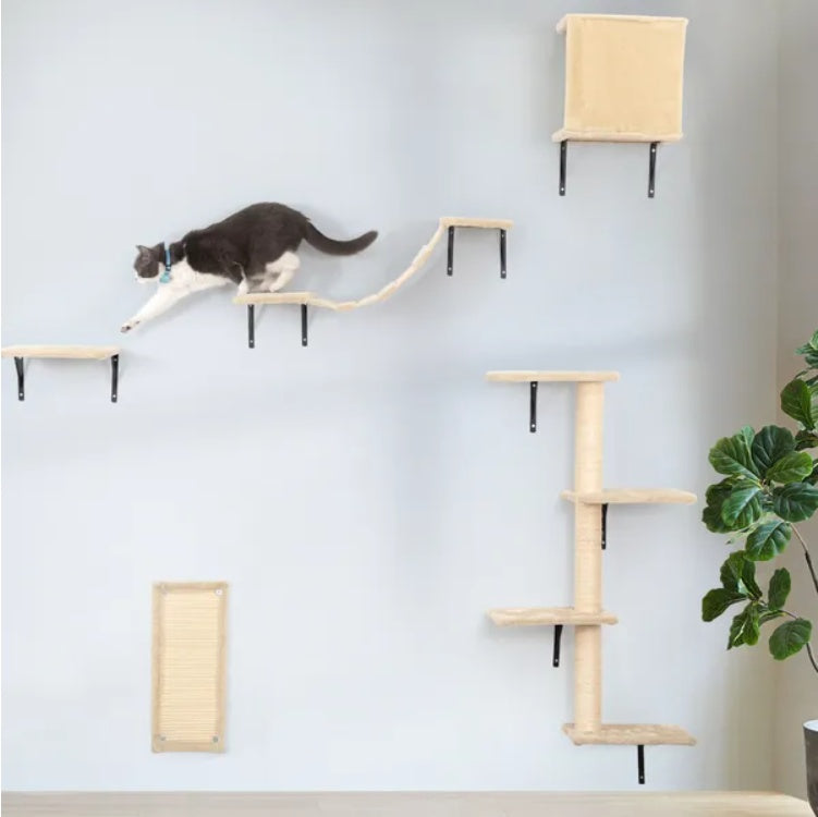 5-Piece Wall-Mounted Cat Climbing Set