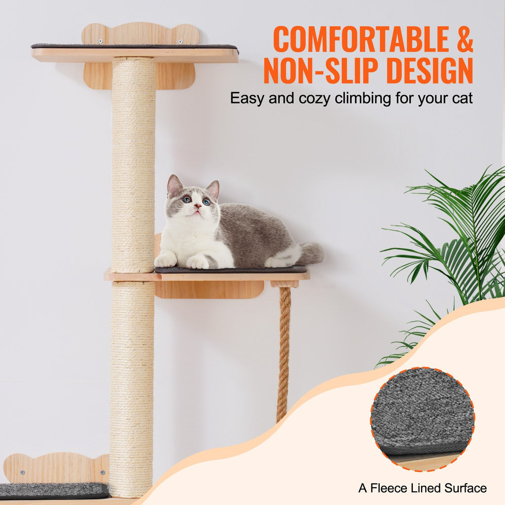 4-Tier Wall-Mounted Cat Climbing Set
