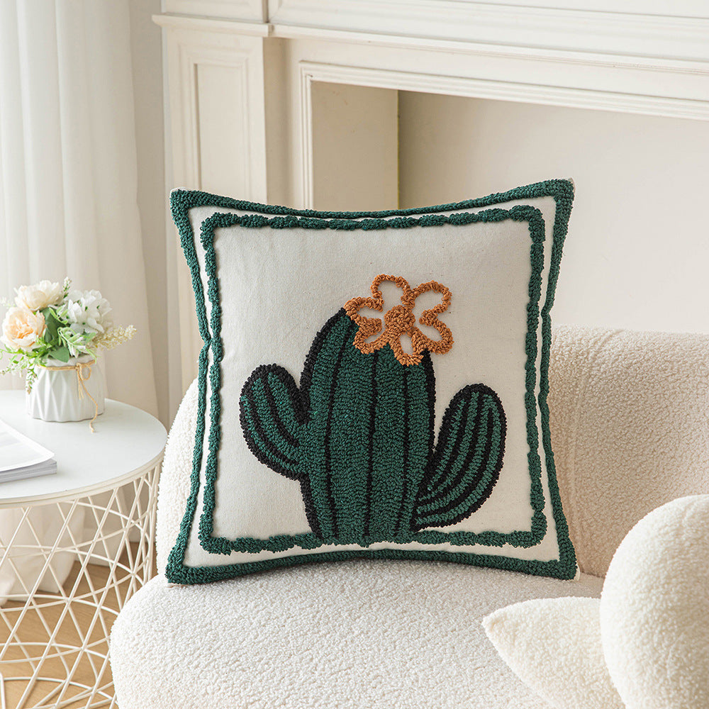 Cactus Tufted Pillow Cover