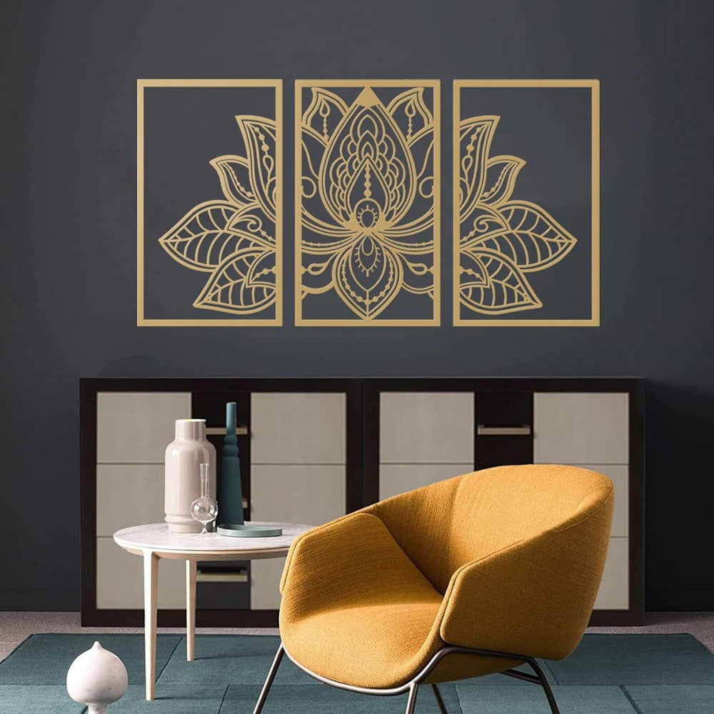 Golden Lotus Mandala Wall Art