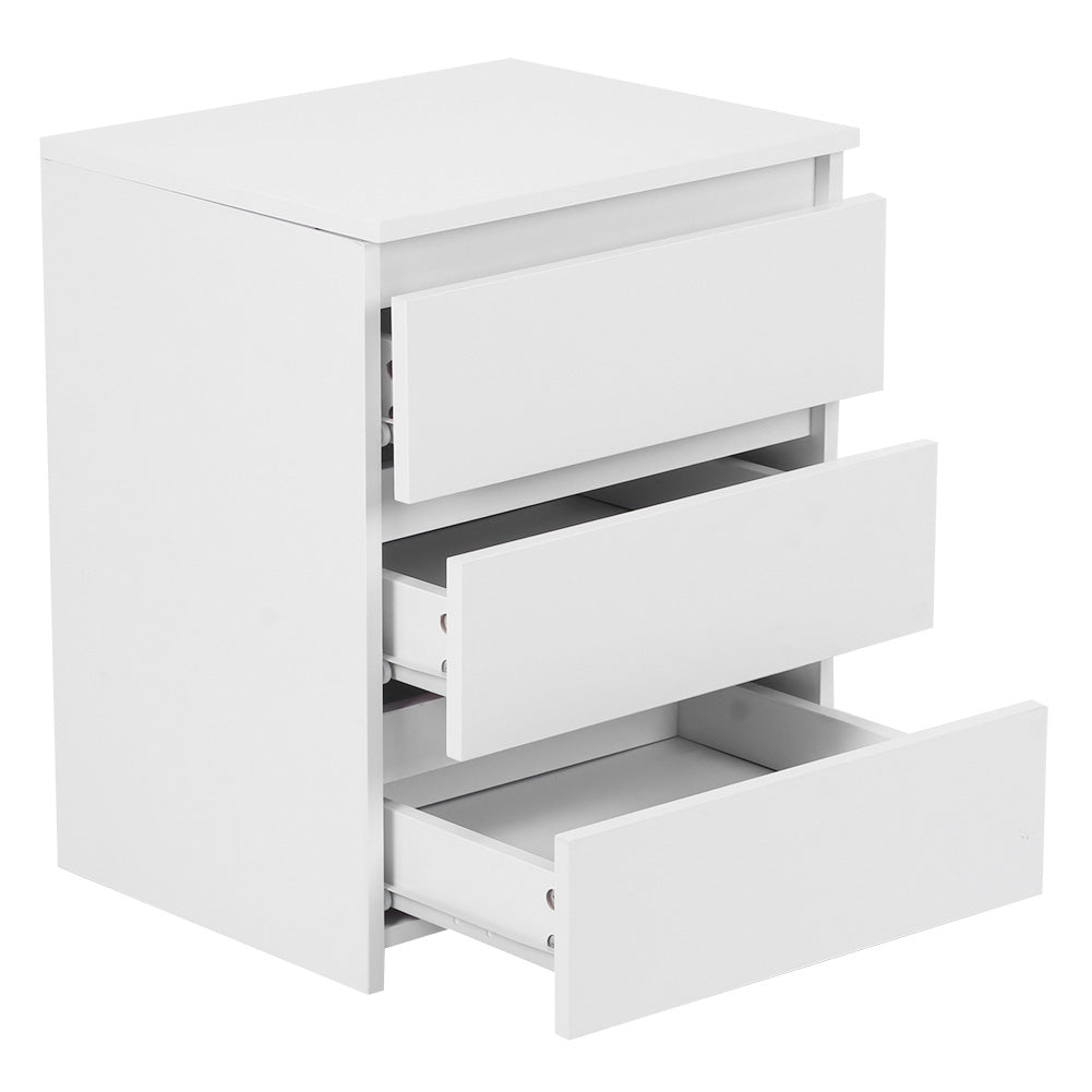 Modern White Nightstand with 3 Drawers