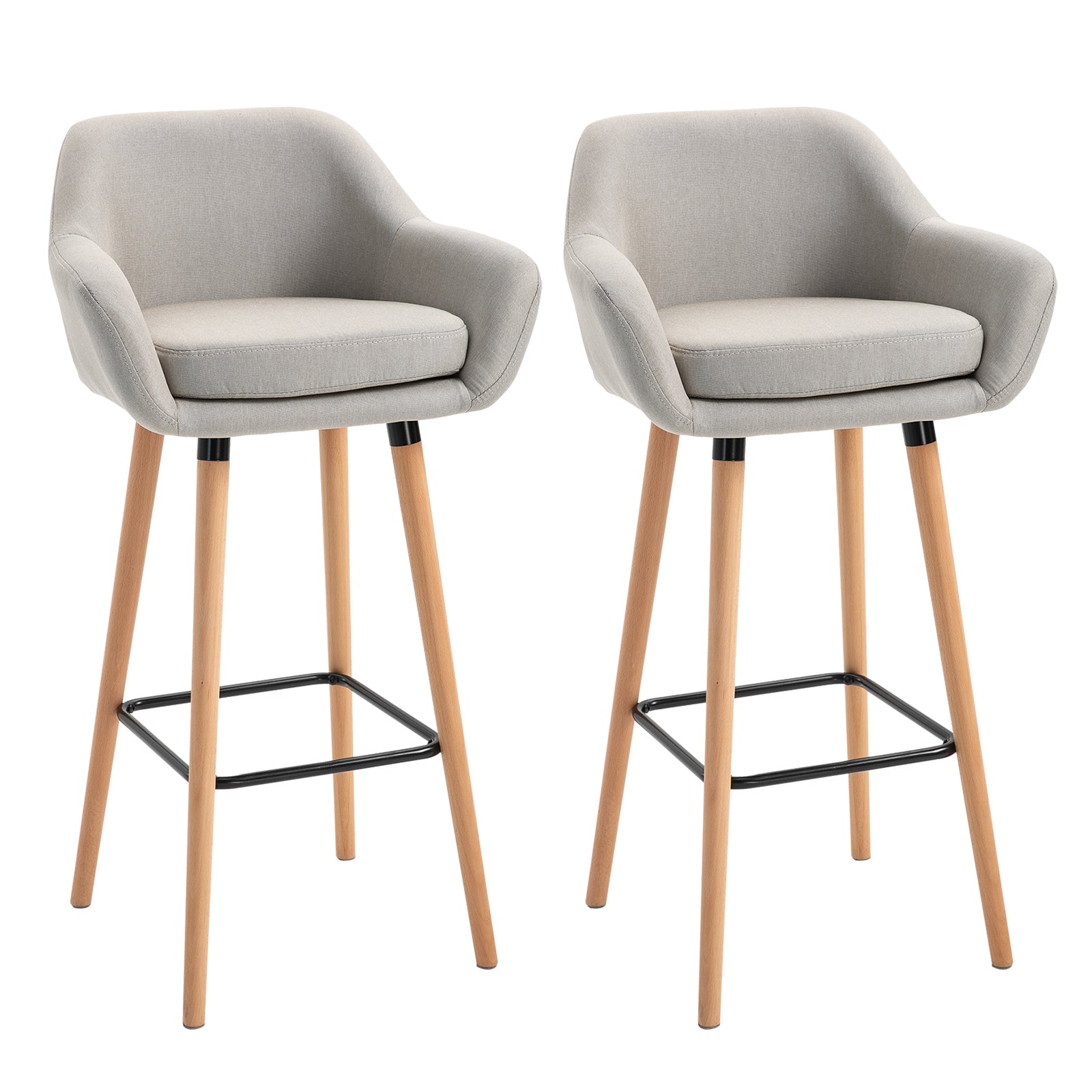 Set of 2 Modern Upholstered Bar Stools