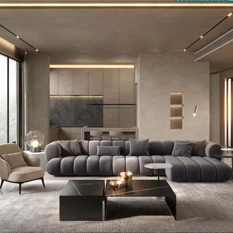 Modern L-Shape Velvet Sectional Sofa