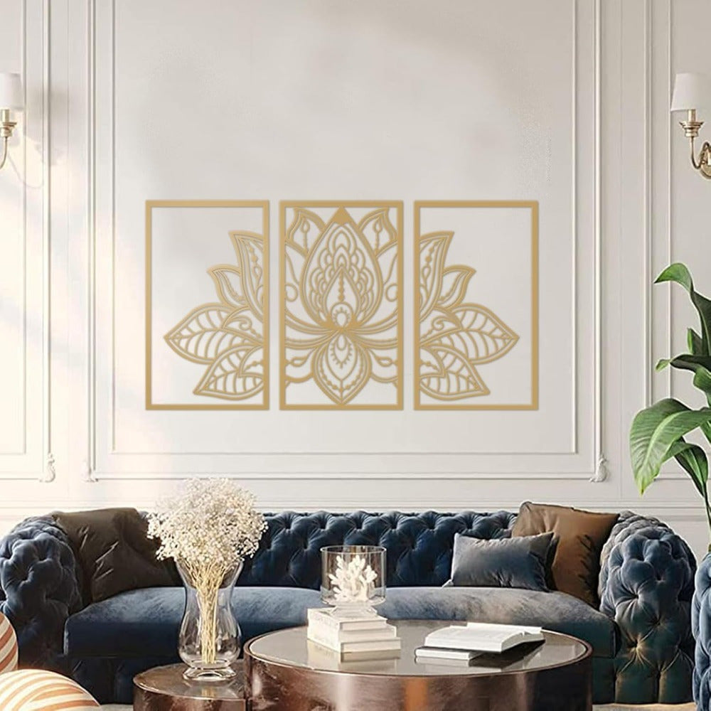 Golden Lotus Mandala Wall Art