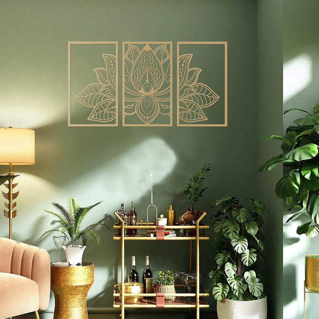 Golden Lotus Mandala Wall Art