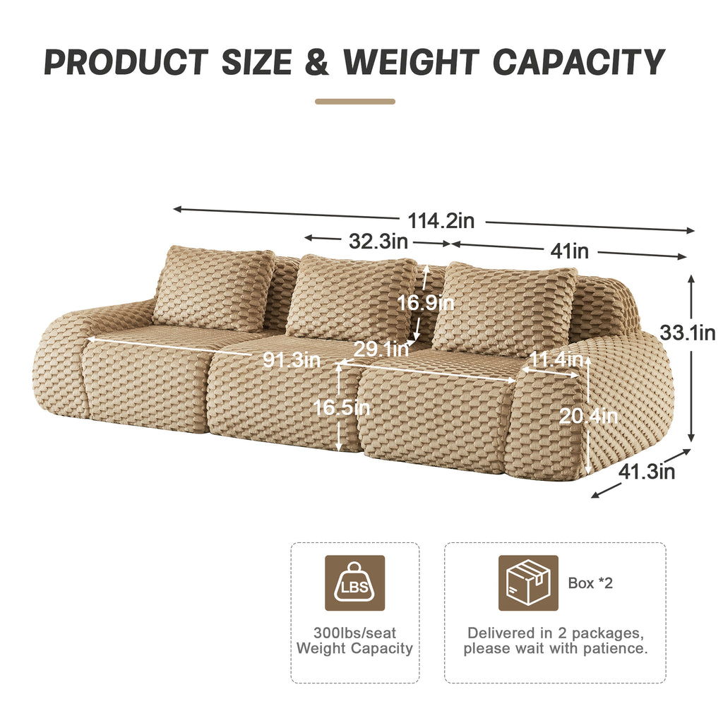 Modern Modular 3-Seater Sectional Sofa