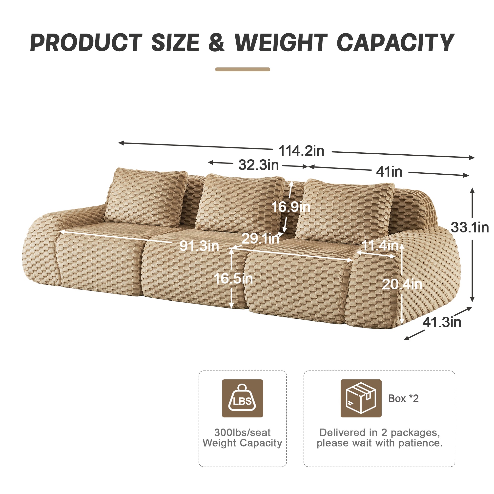 Modern Modular 3-Seater Sectional Sofa