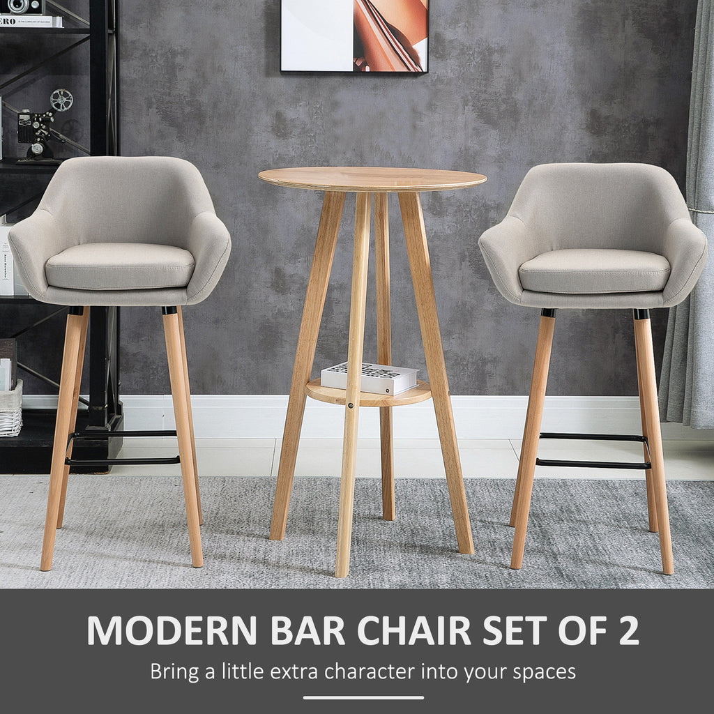Set of 2 Modern Upholstered Bar Stools