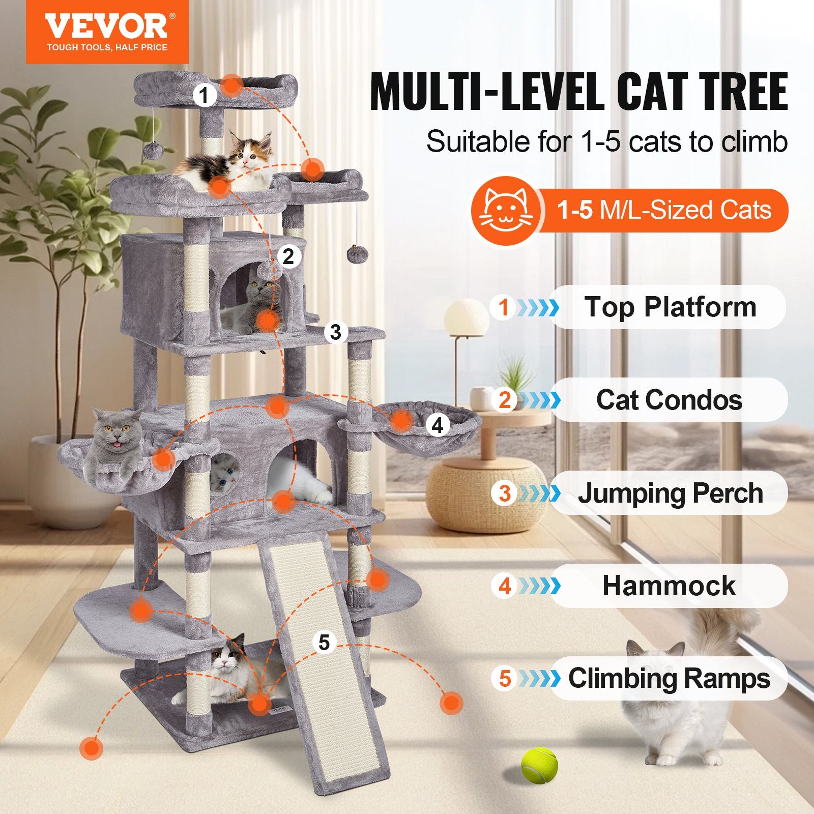 68” Multi-Level Cat Tree Tower