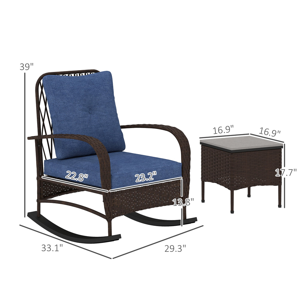Outdoor Rattan Patio Set with Rocking Chairs