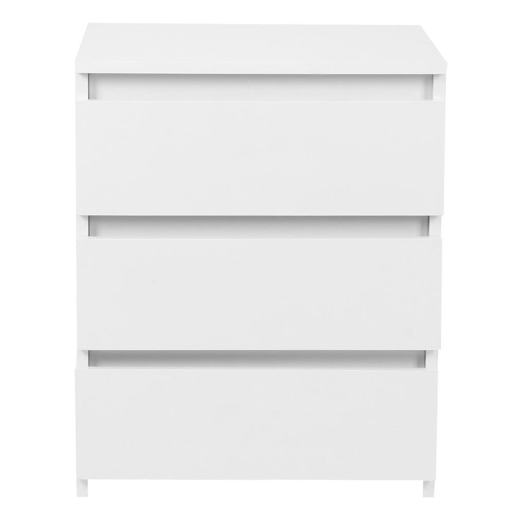 Modern White Nightstand with 3 Drawers
