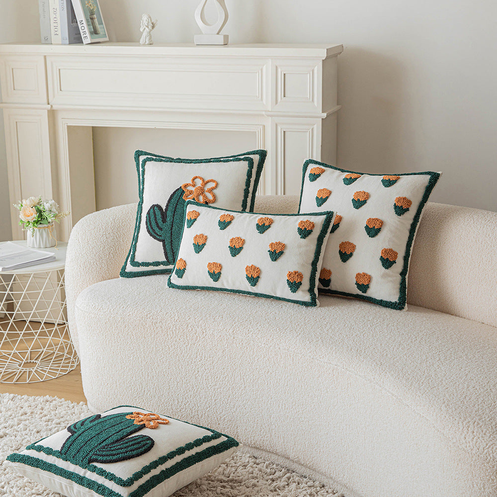 Cactus Tufted Pillow Cover