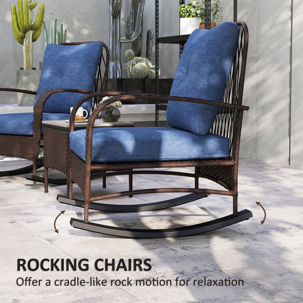 Outdoor Rattan Patio Set with Rocking Chairs