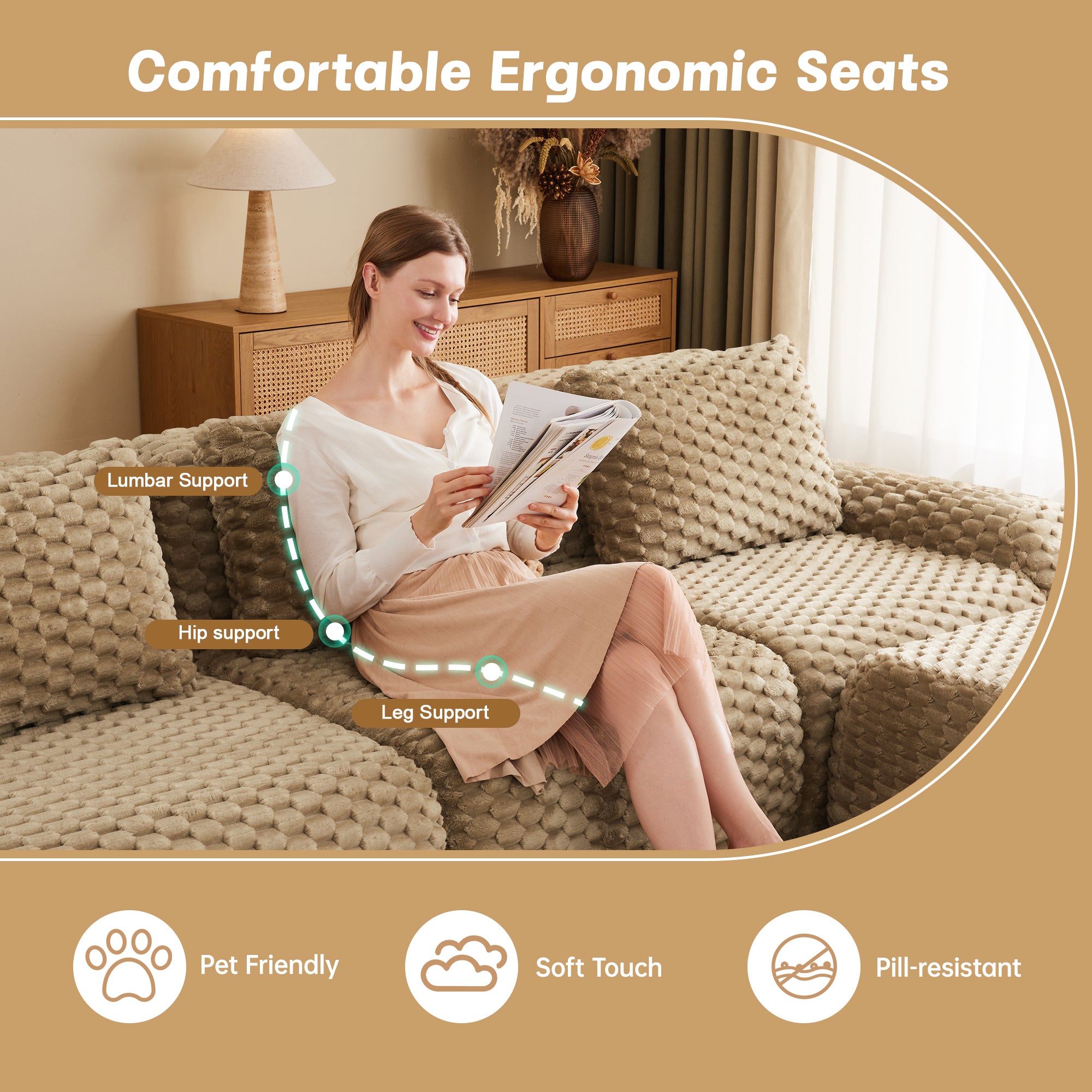 Modern Modular 3-Seater Sectional Sofa