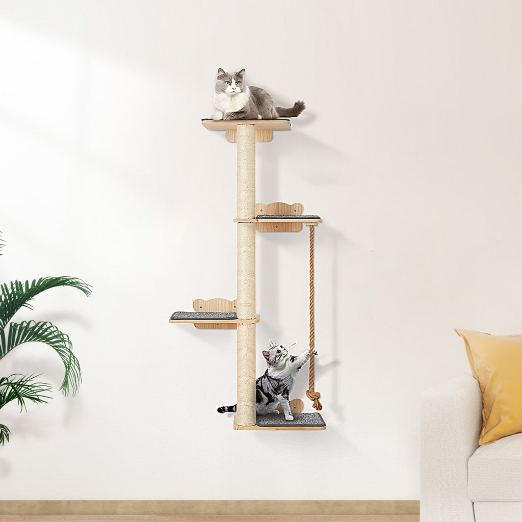 4-Tier Wall-Mounted Cat Climbing Set