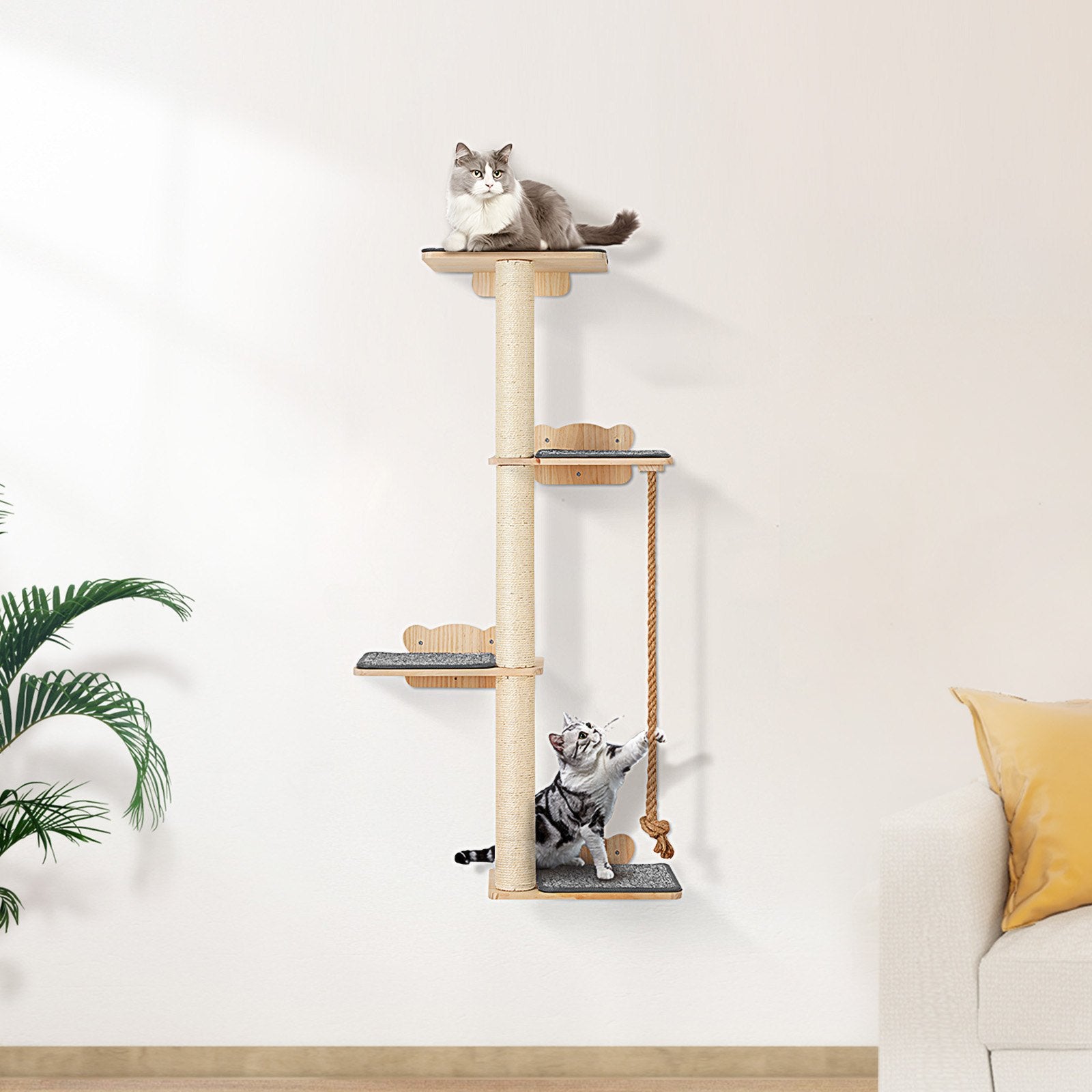 4-Tier Wall-Mounted Cat Climbing Set