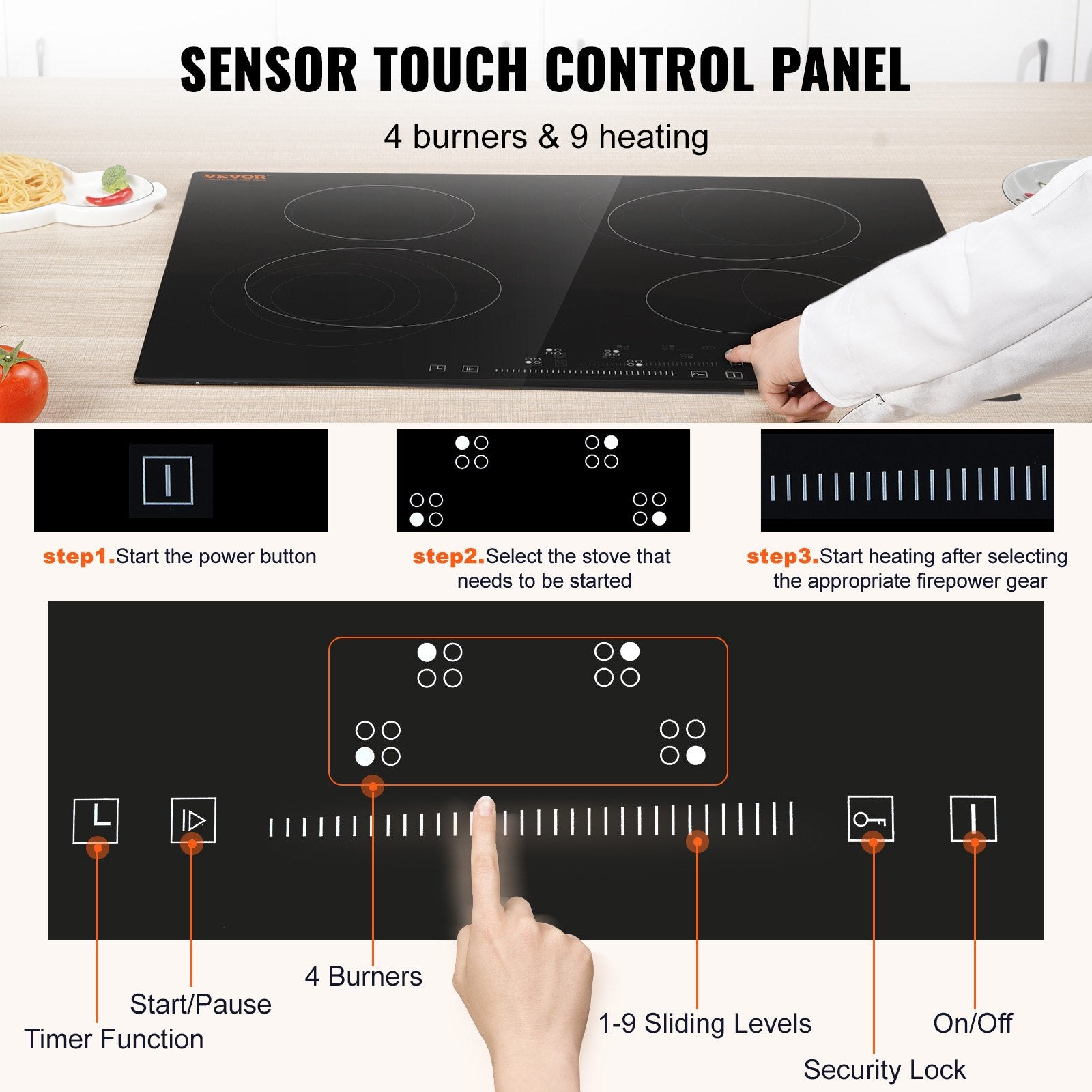 4-Burner Electric Glass Cooktop