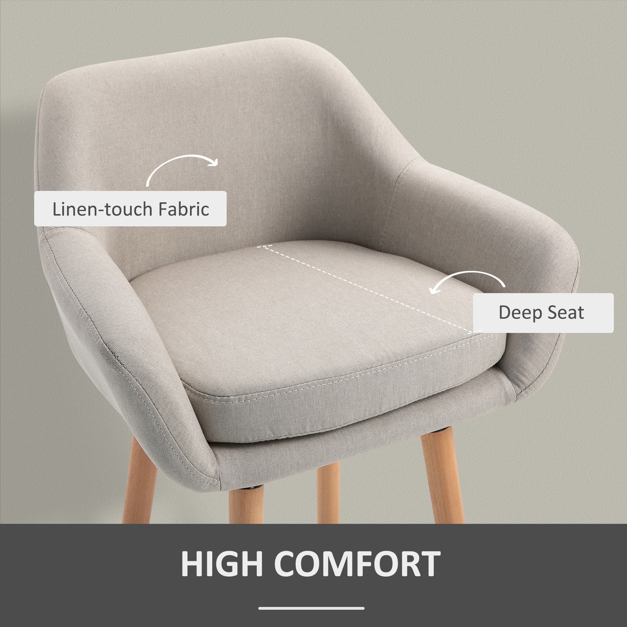 Set of 2 Modern Upholstered Bar Stools