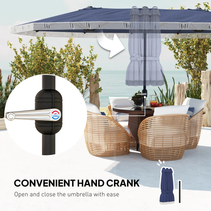 15ft Outdoor Patio Umbrella with Crank Handle