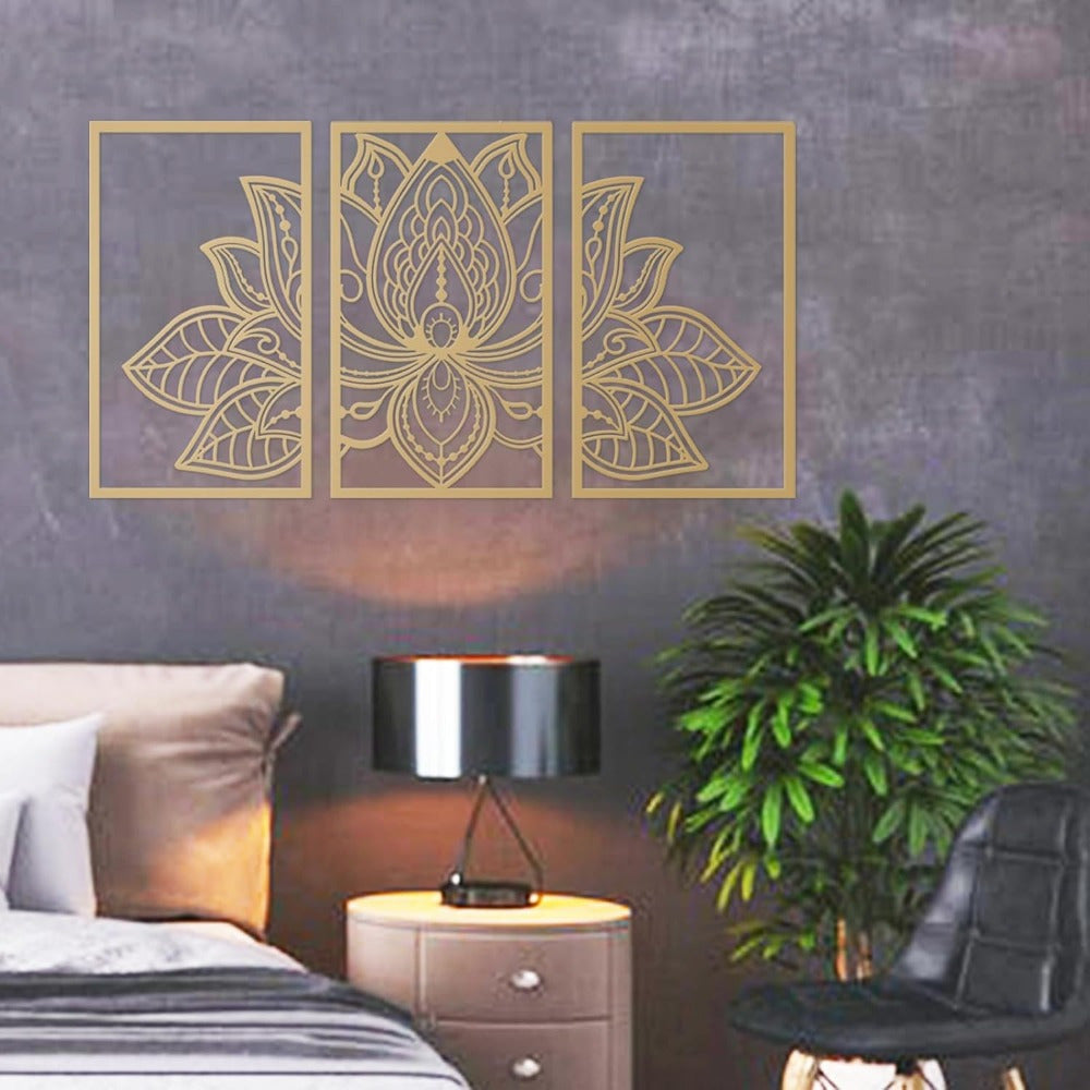 Golden Lotus Mandala Wall Art