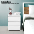 Modern White Nightstand with 3 Drawers