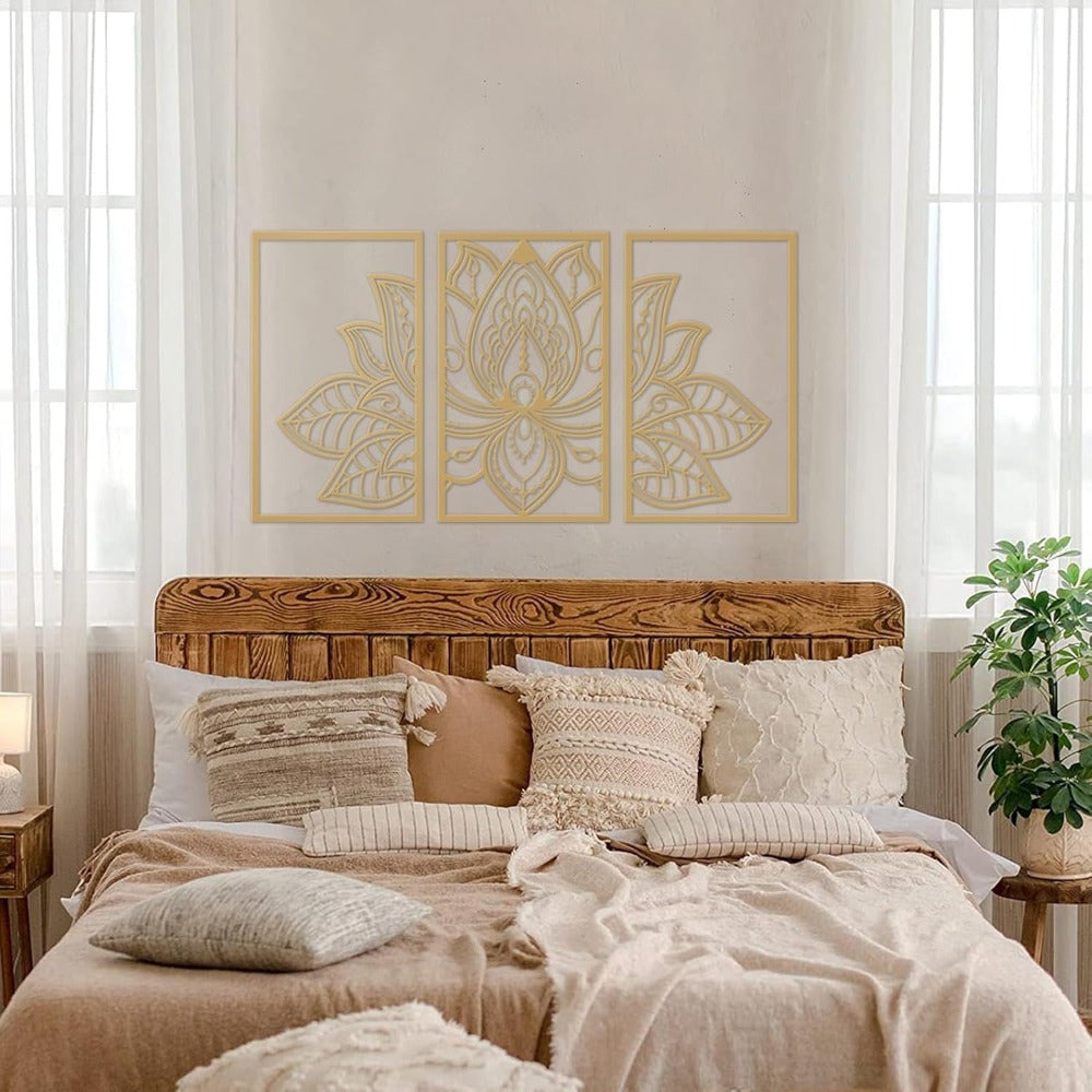 Golden Lotus Mandala Wall Art