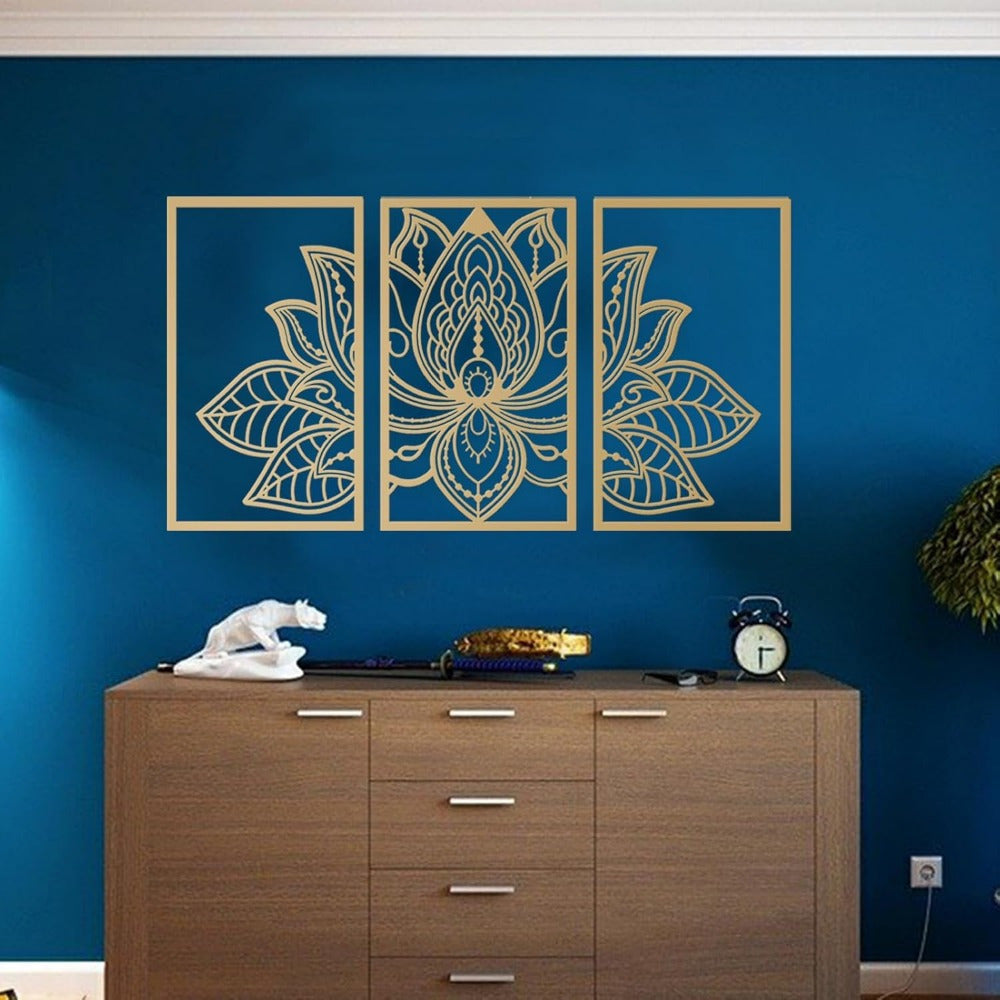 Golden Lotus Mandala Wall Art